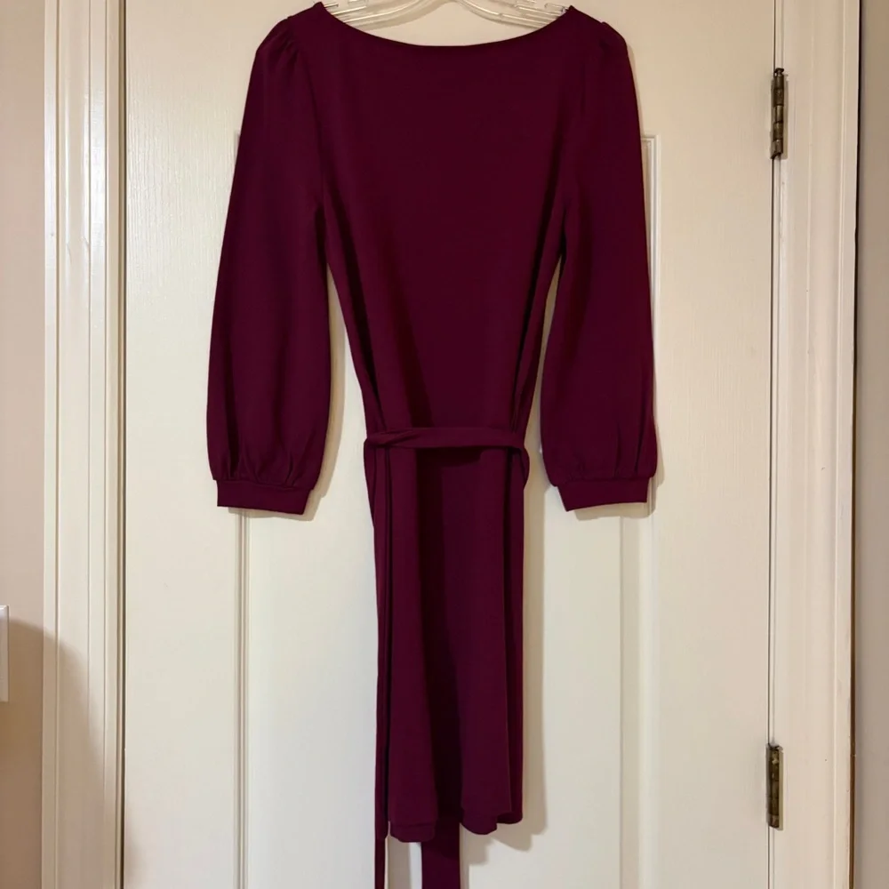 Boden Burgundy Dress with Belt - Picture 2 of 12